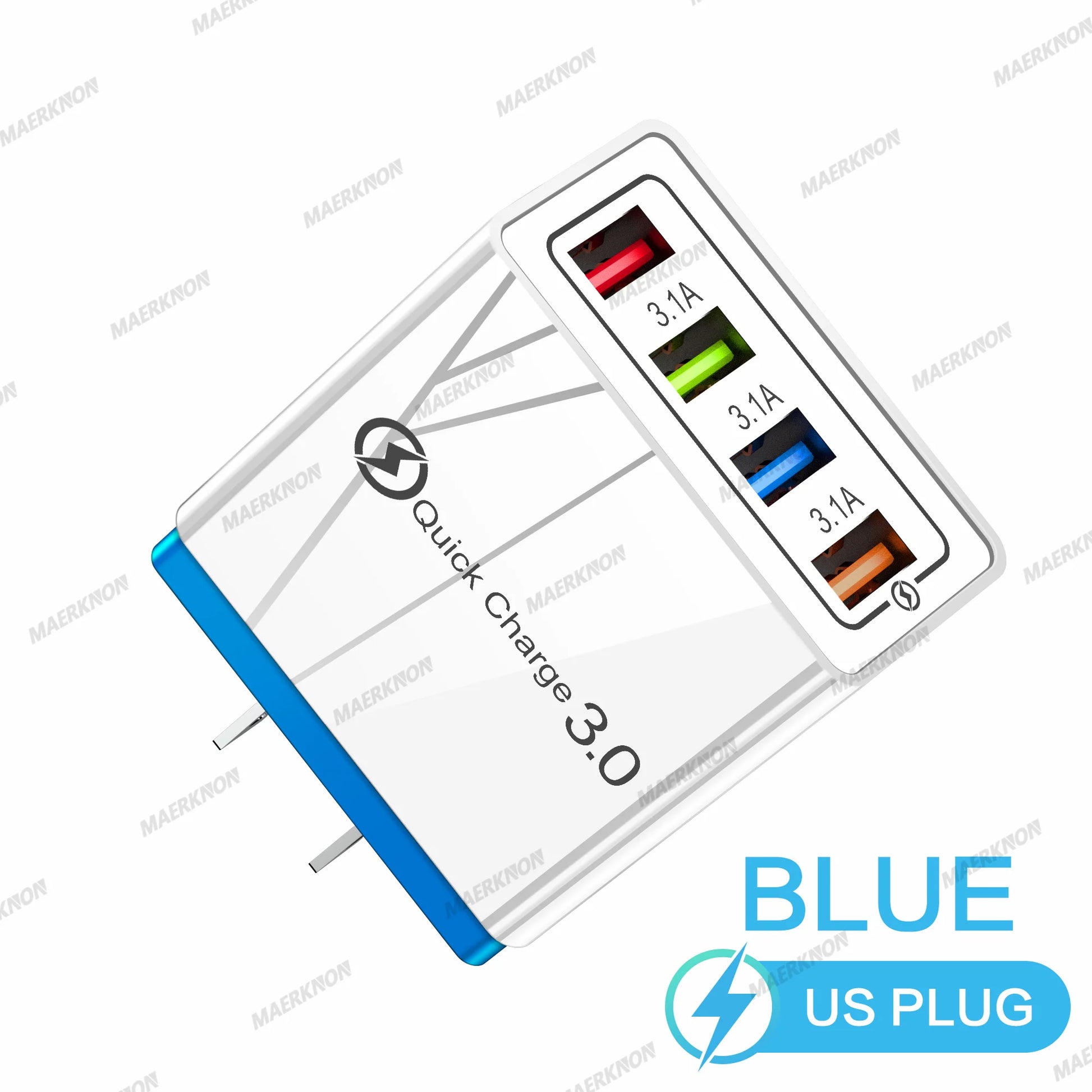3A USB Charger 4 Ports USB Quick Charge 3.0 EU US Plug For iPhone Samsung Xiaomi Poco Fast Charging Mobile Phone Charger Adapter Pi-Mart