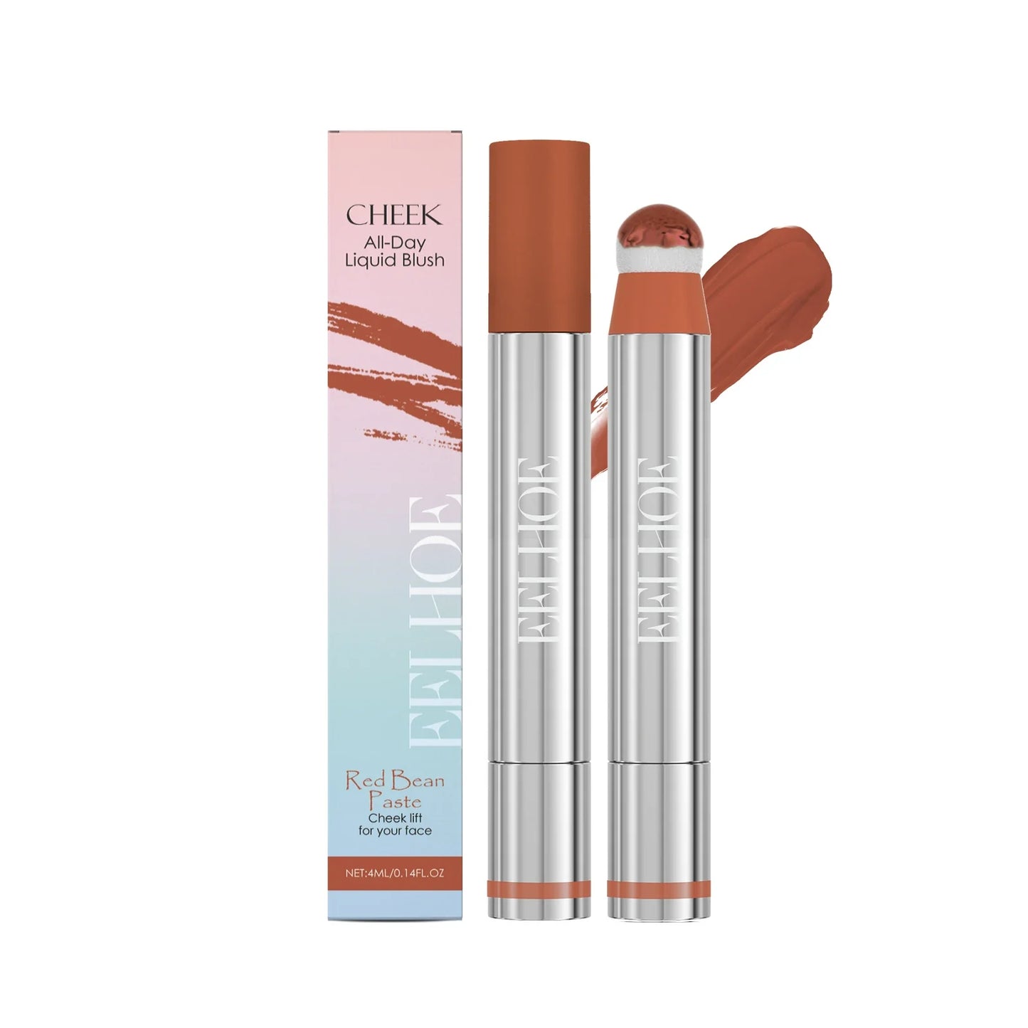 Peach Pink Plush Brush Liquid Blush Cheek Cream Smooth Long Lasting Velvet Matte Nude Apricot Orange Blusher Easy To Wear Tri Light Beauty