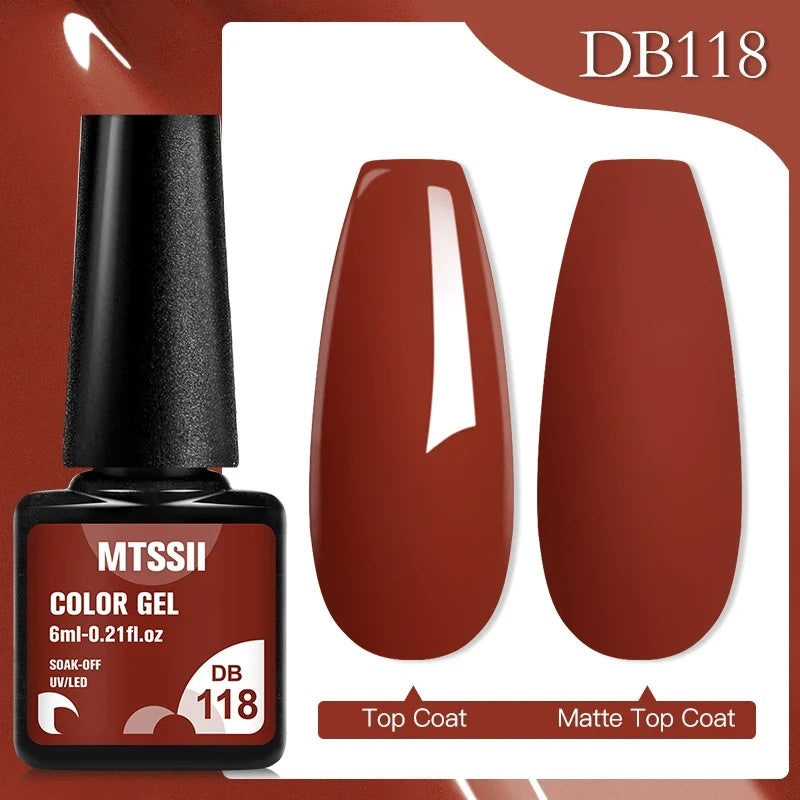 Mtssii 6ML Chocolate Color Gel Nail Polish Brown Semi Permanent UV Gel Autumn Winter Popular Soak Off Nail Art Gel Varnishes Tri Light Beauty