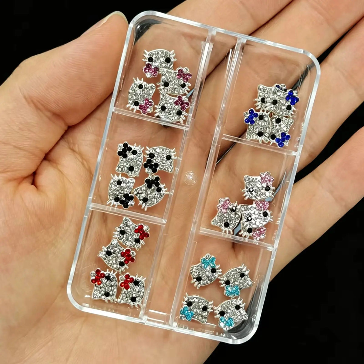 120PCS Box Mixed Hello Kitty 3D Nail Charms Cute Cartoon Resin Ornaments Kawaii DIY Nail Art Manicure Decor Accessories Pi-Mart