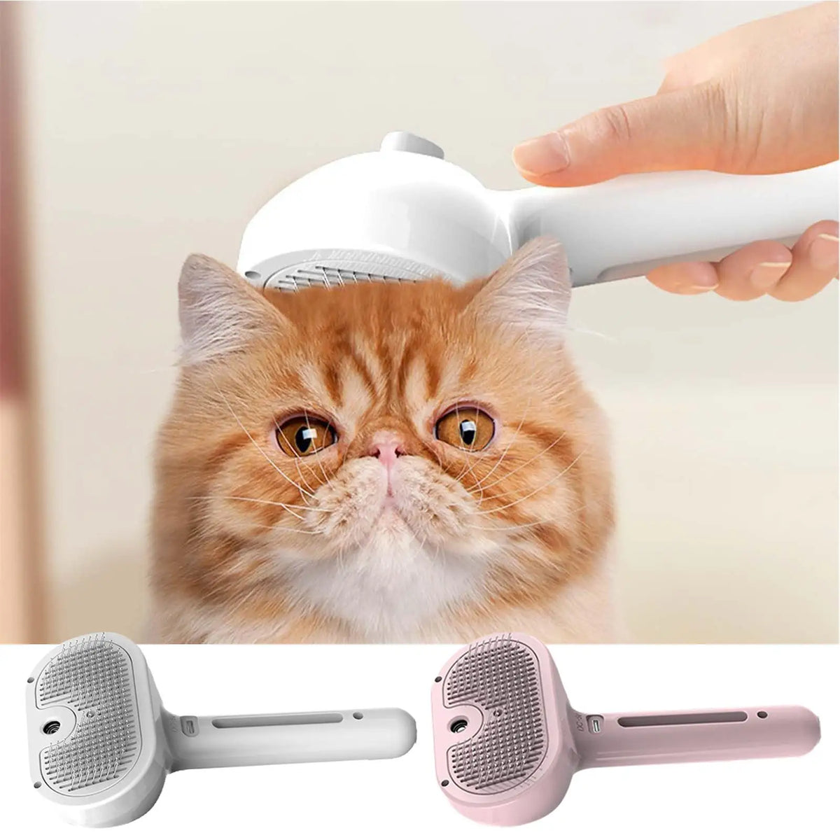 Steamy Dog Brush Electric Spray Cat Hair Brush 3 in1 Dog Steamer Brush for Massage Pet Grooming Removing Tangled and Loose Hair Pi-Mart
