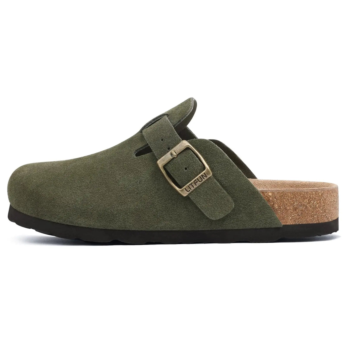 Comwarm Buckle Clogs For Women Men New Genuine Suede Clogs with Arch Support Soft Cork Footbed Mules Fashion Thick Beach Sandals Pi-Mart