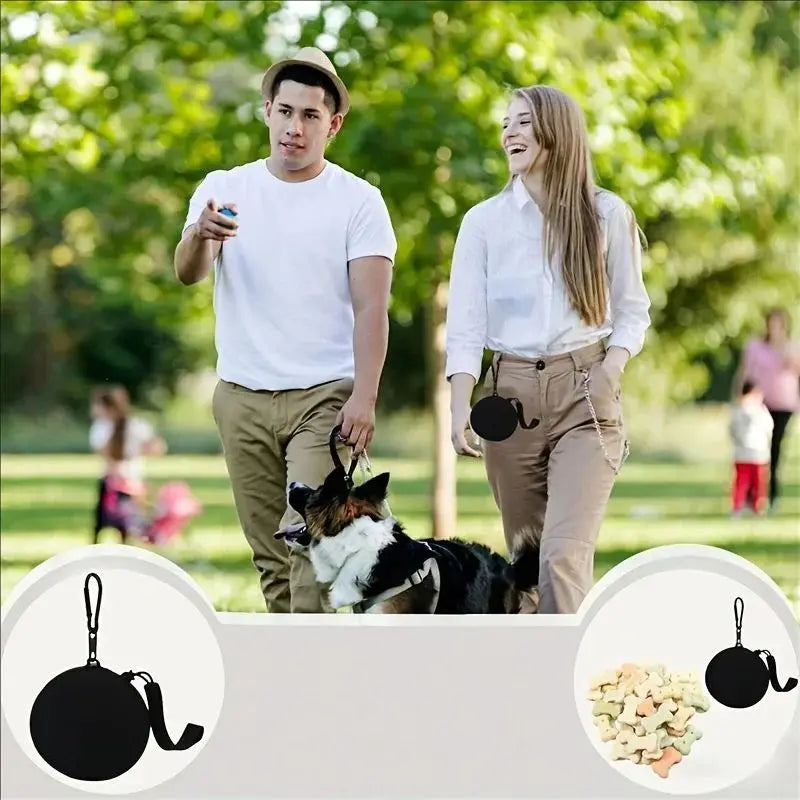 1Pc Silicone Pet Treat Pouch Portable Travel Training Bag Round Silicone Snack Bag for Dogs and Cats Pet Accessories Pi-Mart
