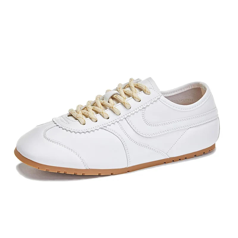 German Training Shoes Women 2026 New Genuine Leather Women Sneakers Flat Lace-up Retro Large Size Forrest Gump Shoes Women LadyShow.Store