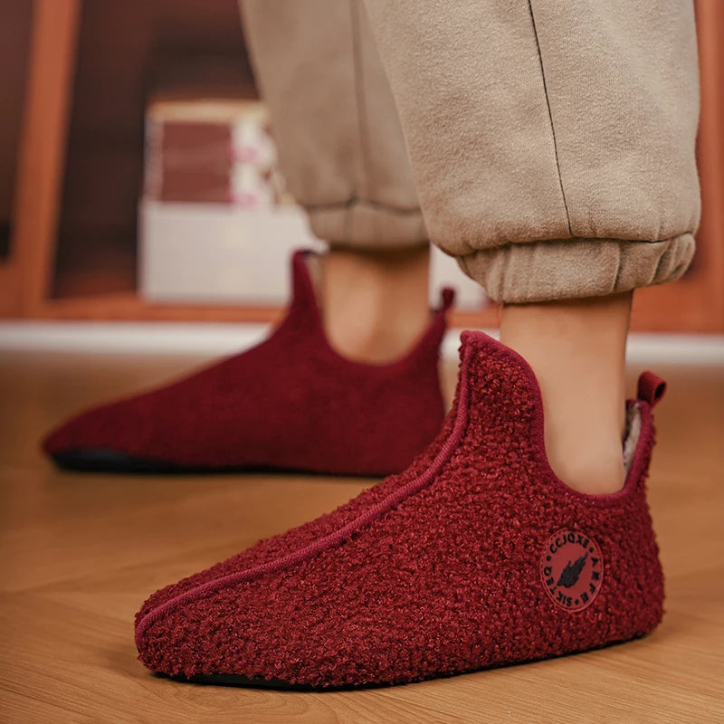 New Men Winter Slippers High Quality Light Weight Disign Shoes Fashion Women Plush Slipper Warm Slip on Casual Shoe for Couples Pi-Mart