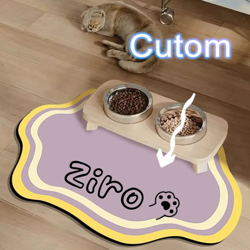  Custom Pet Feeding Mat Cute Shape Dog Diatom Mud Floor Mat Non-Slip Waterproof Home Decoration Dog Feeding Pad Pi-Mart