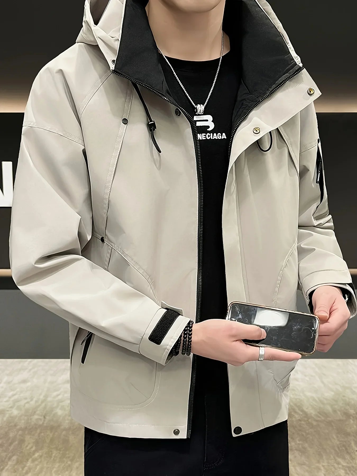 Autumn Lightweight Hooded Cargo Jacket Men Outdoor Windproof Coats Man Korean Fashionable Handsome Casual Hiking Jackets for Men LadyShow.Store