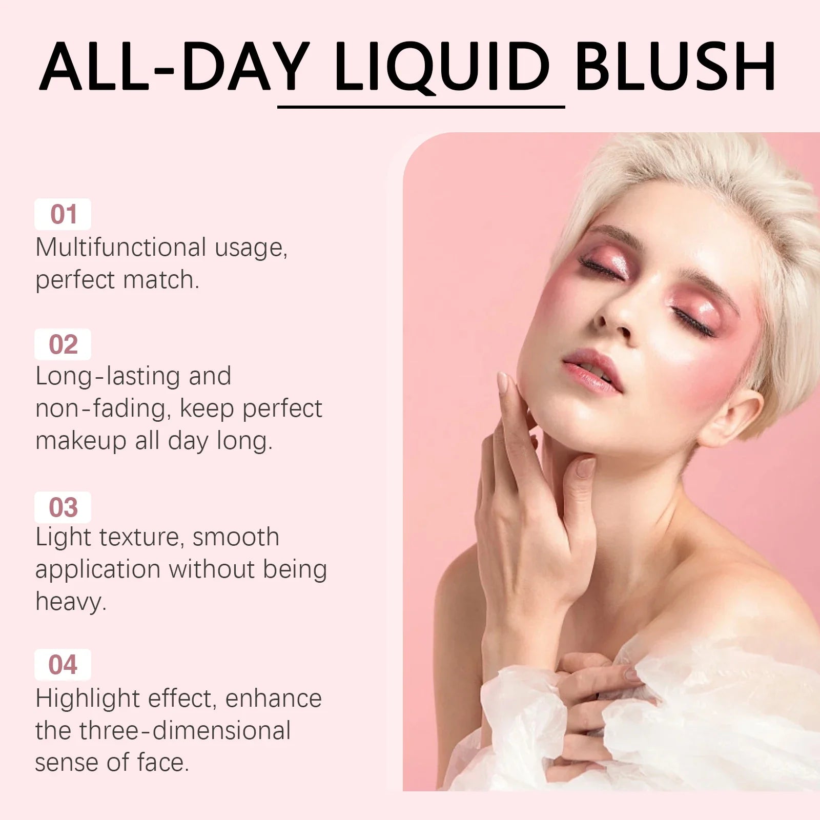 Peach Pink Plush Brush Liquid Blush Cheek Cream Smooth Long Lasting Velvet Matte Nude Apricot Orange Blusher Easy To Wear Tri Light Beauty