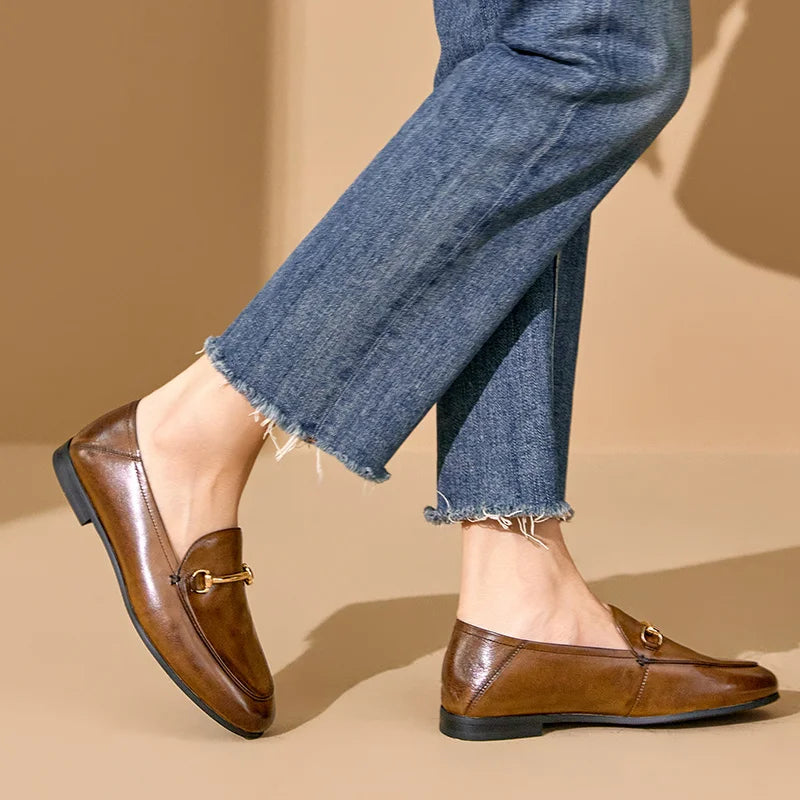 BEAUTODAY Dress Shoes Women Loafers Cow Leather Sheepskin Rubber Formal Business Suit Ladies 2025 Spring Autumn Handmade 27171 LadyShow.Store