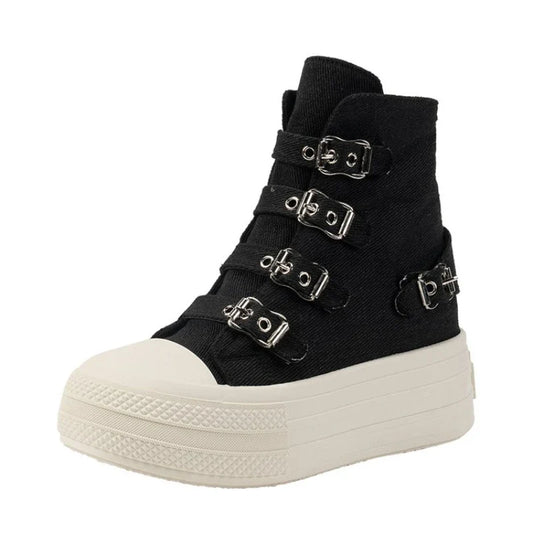 8CM Wedge Heels Sneakers Canvas Shoes Women's 2024 Spring And utumn New Fashion All Casual Thick Ventilate Soled Board Shoes LadyShow.Store