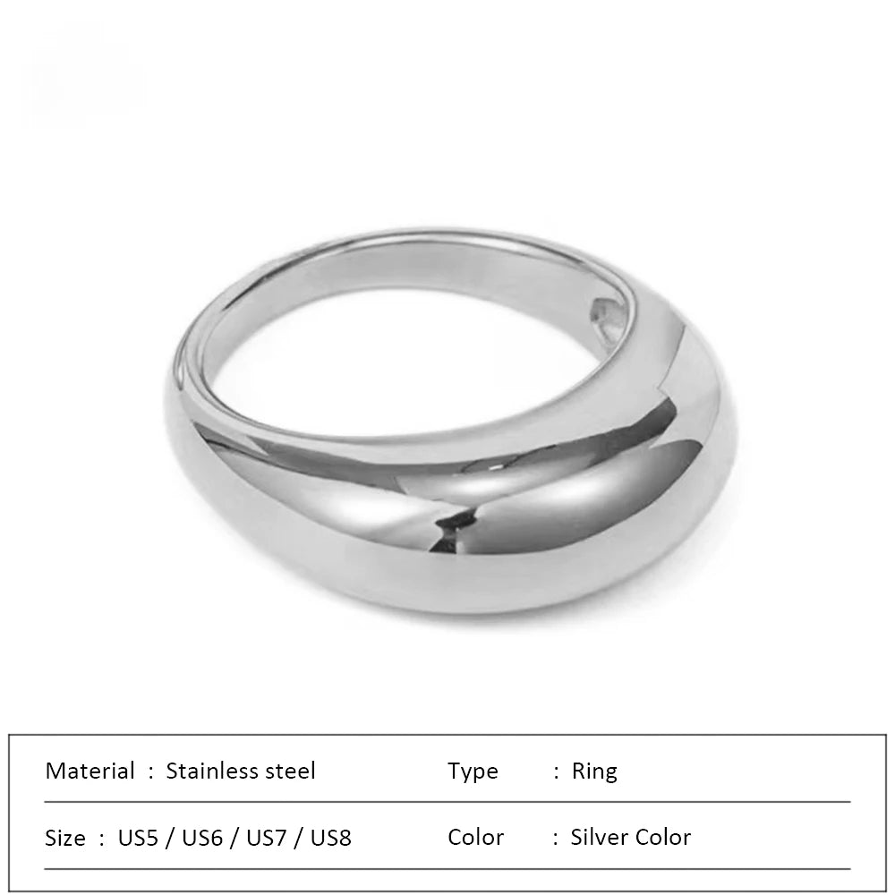 SUNIBI Fashion Simple Stainless Steel Rings for Women Arc Rings Jewellery Couple Anniversary Geometric Ring Size 5 6 7 8 Jewelry Pi-Mart
