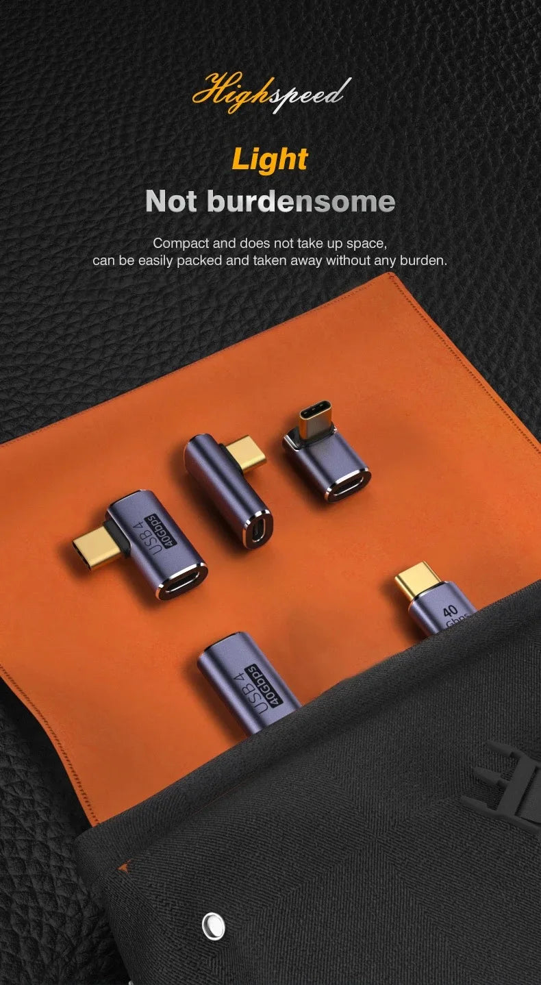 USB4.0 40Gbps OTG Type C 90 Degree Adapter 100W 5A USB C to Type C Fast Charging Converter USB C Data Adapter For Macbook 8K60HZ Pi-Mart