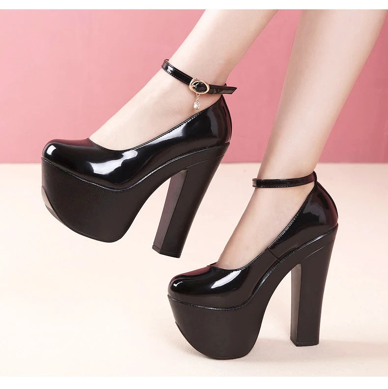 15cm Small Size 32-43 Thick Bottom Gold Red Wedding Shoes Women Platform Pumps 2026 Fall Block Super High Heels Shoes Model Pi-Mart