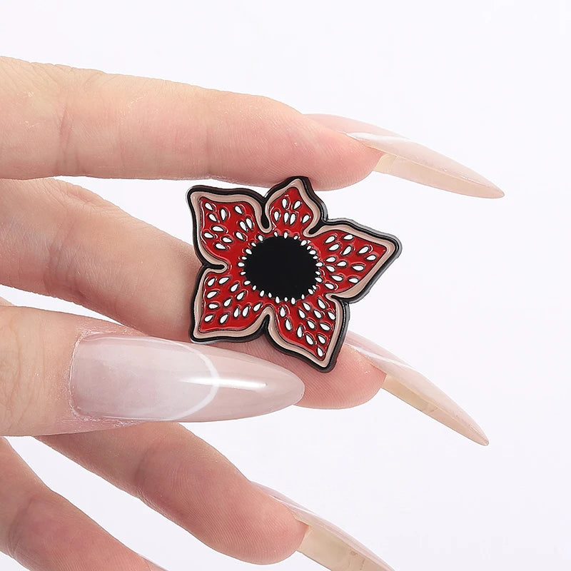 Sci-fi Horror Movies Brooch Enamel Pins Red Cannibal Flowers And 26 English Letter Brooches Backpack Lapel Badge Jewelry Gifts Pi-Mart