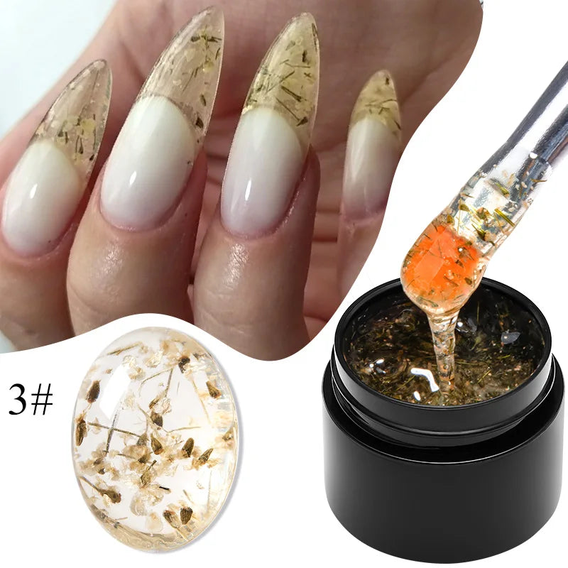 MEET ACROSS 5ml Colorful Flower Fairy Gel Nail Polish Purple Pink Natural Dried Flower Gel Semi Permanent UV Varnish Nails Art Tri Light Beauty