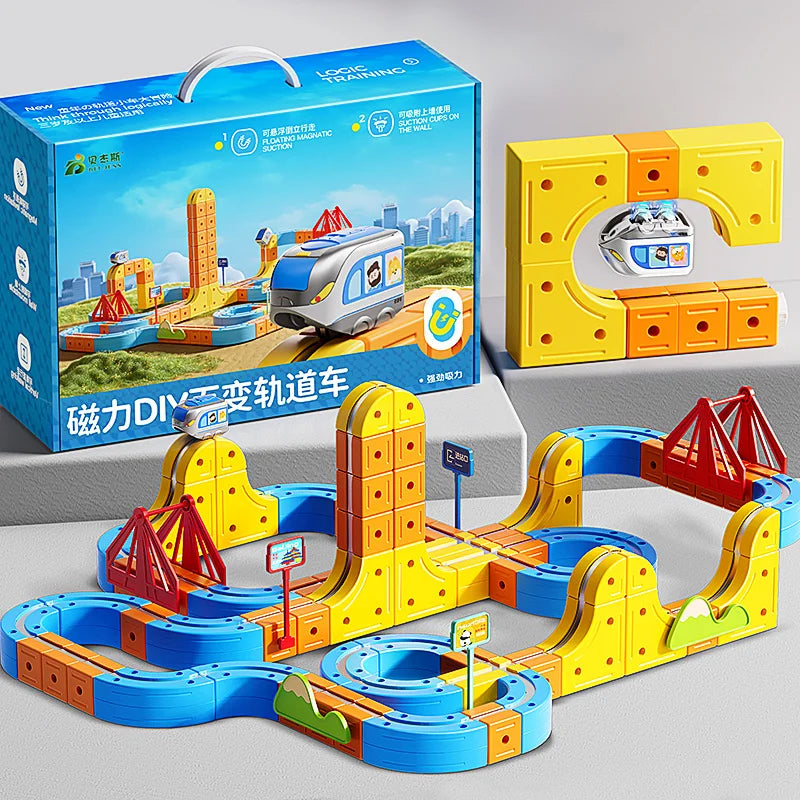 Magnetic Train Toy For Boys Track 1:64 Electric Rail DIY Magic Vehicle Model Toys Education 3 Years Children Gifts Pi-Mart