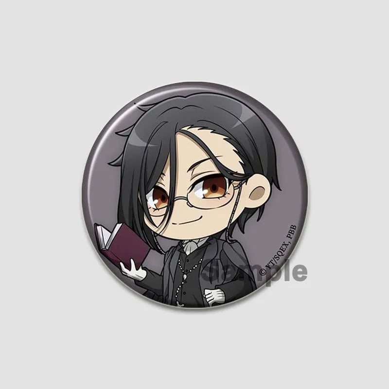 58MM Cartoon Comics Black Butler Creative DIY Badge Tinplate Plastic Pins Button Brooches for Backpack Accessories Jewelry Gifts Pi-Mart