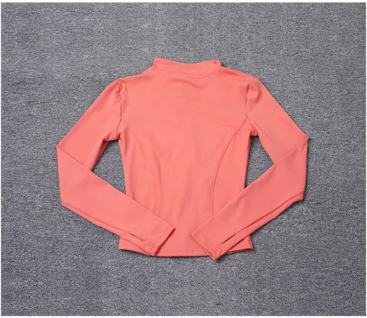 Women Sport Jacket Long Sleeve Shirt Workout Coat Gym Training Clothing Yoga Sportswear Pi-Mart