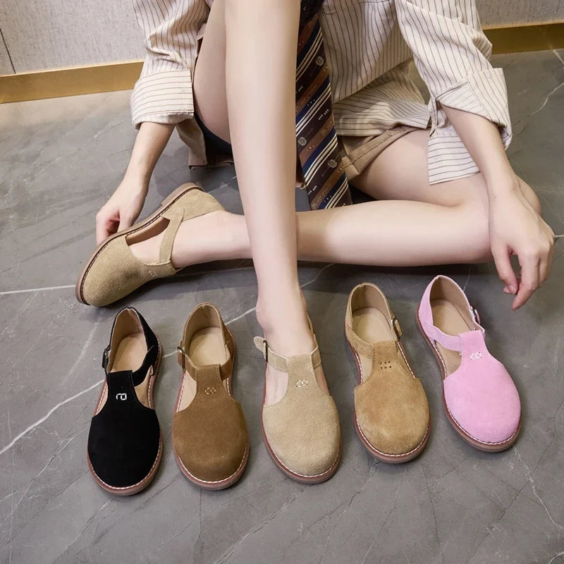 AIYUQI Flat-Soled Retro Frosted Genuine Leather Women's Sandals 2026 New Hollow Women's Shoes Roman Baotou Sandals for Women LadyShow.Store