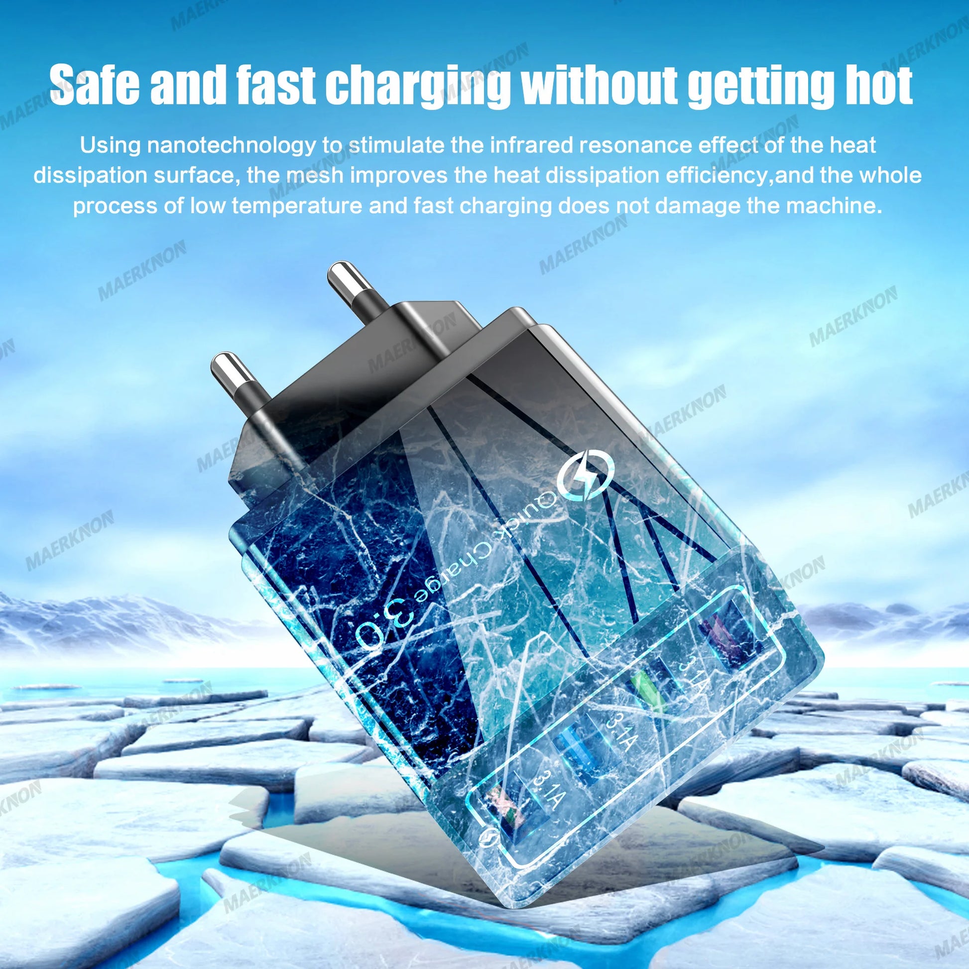 3A USB Charger 4 Ports USB Quick Charge 3.0 EU US Plug For iPhone Samsung Xiaomi Poco Fast Charging Mobile Phone Charger Adapter Pi-Mart