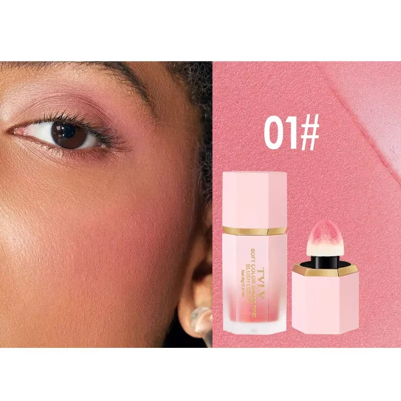 3-Color Matte Liquid Powder Blusher Easy to Apply Durable Waterproof Powder Blusher Sponge Brush Head Tri Light Beauty