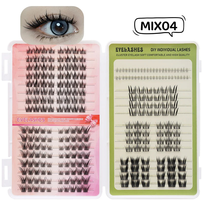 DINGSEN Eyelash Clusters Book Large Capacity Volume Individual Lashes Book Natural Long DIY Cluster Eyelash Extensions Makeup Pi-Mart