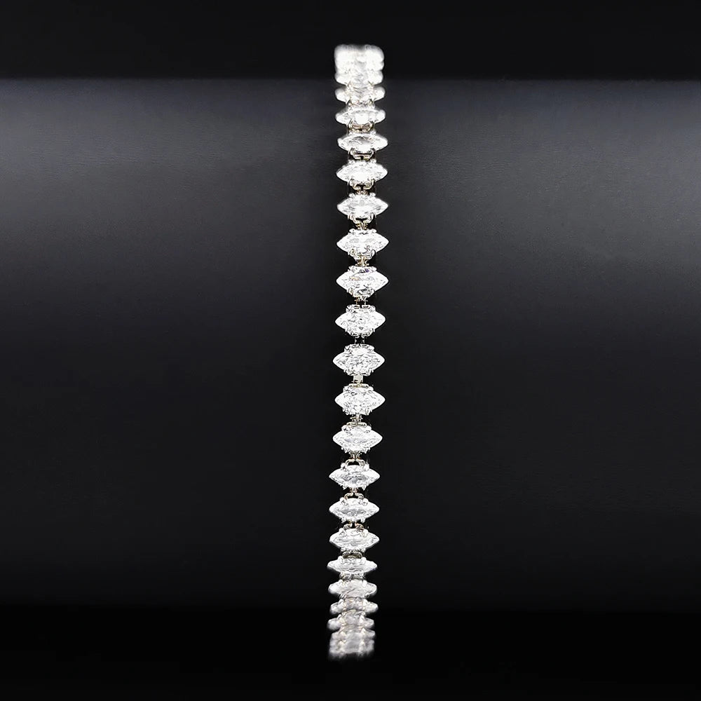 2024 New Marquise Oval Square Cut Luxury Silver Color on Hand Tennis Bracelet Bangle for Women Party Gift Jewelry S7062 Pi-Mart