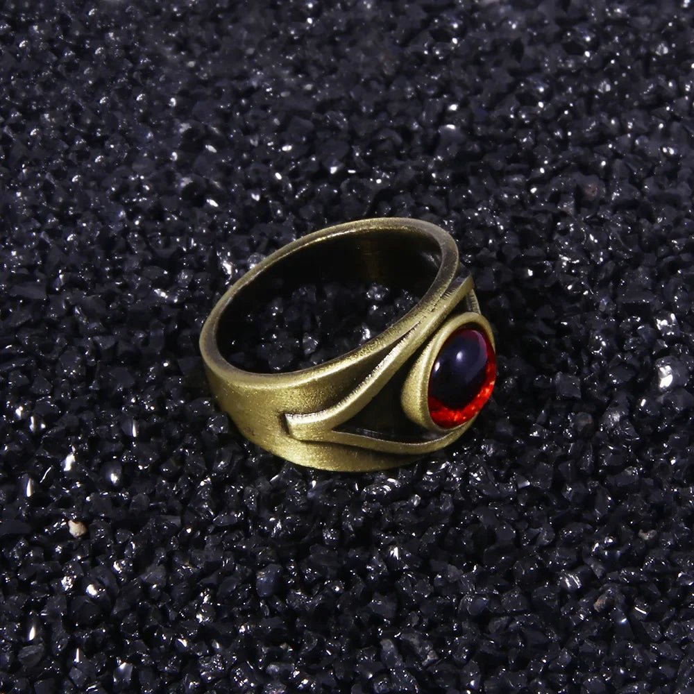 Men's Minimalist Niche Hip Hop Punk Red Maroon Eyes Cosplay Ring Character Props Retro Creative Trend Ring Personalized Jewelry Pi-Mart