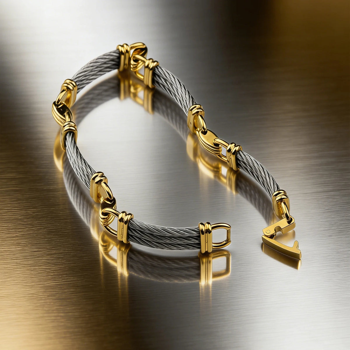 Unisex Stainless Steel Cable Bracelet: Designer-Inspired Twisted Cable, Classic and Elegant, with a Stainless Steel Clasp Pi-Mart
