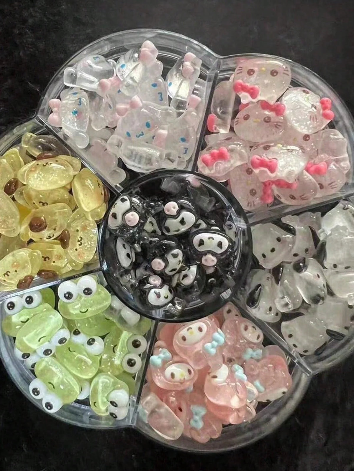 50Pcs Leopard Sanrio 3D Resin Nail Charms Mixed Kuromi My Melody Kitty Nail Parts DIY Manicure Decor Accessories Pi-Mart