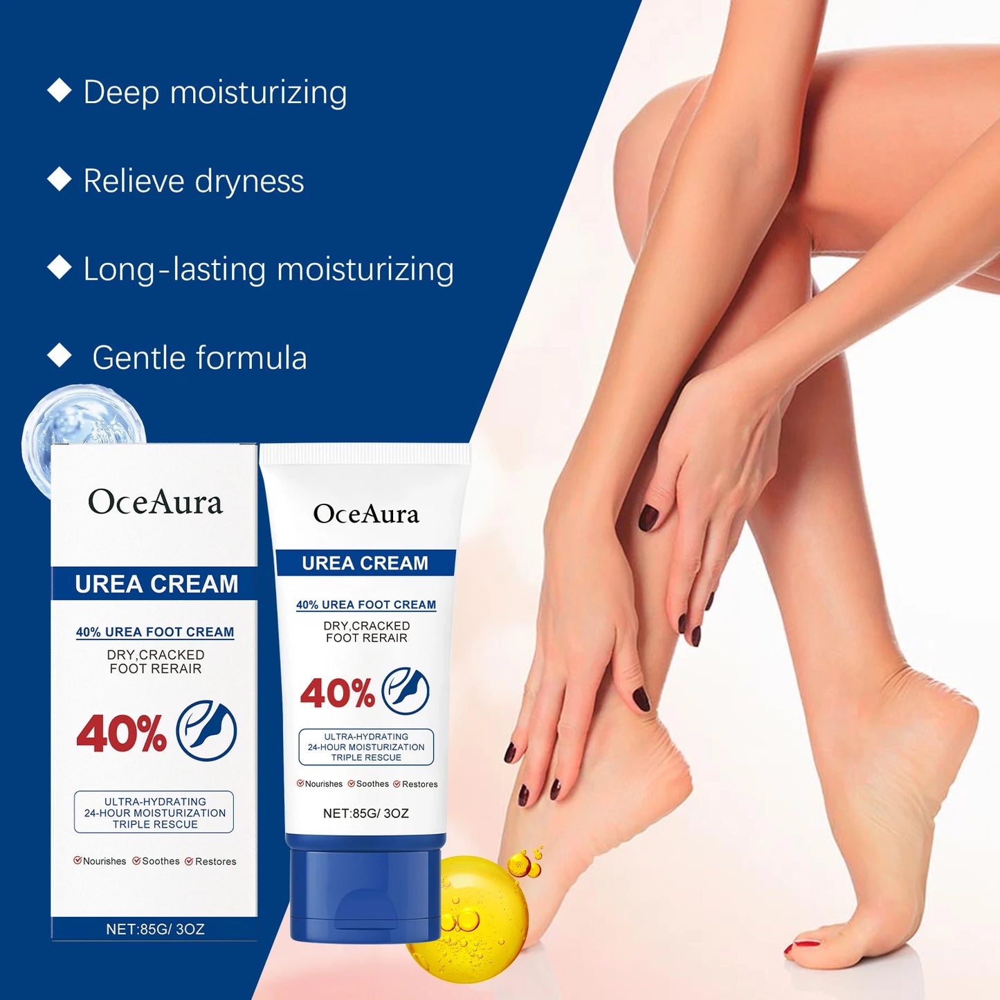 40% Urea Foot Cream Softening Dry Cracked Heels Deep Moisturizing Improve Roughness Remove Callus Exfoliation Foot Care Cream Pi-Mart