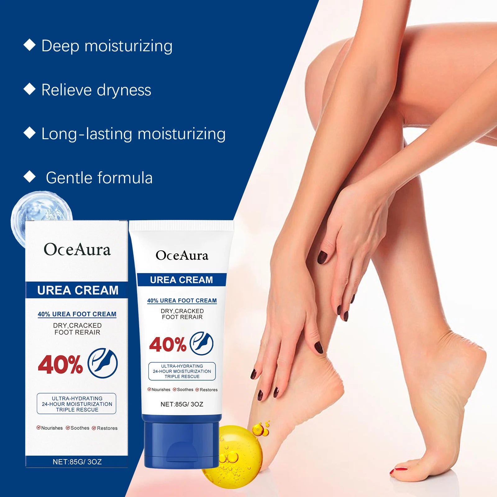 40% Urea Foot Cream Softening Dry Cracked Heels Deep Moisturizing Improve Roughness Remove Callus Exfoliation Foot Care Cream Pi-Mart