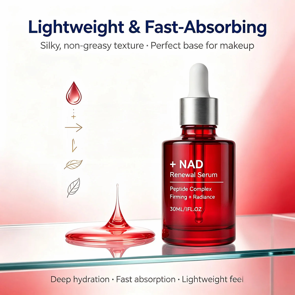 NAD+ Peptide Firming Serum Nourishing Face & Neck Treatment with Collagen Plumping & Radiance Boosting Skin Elasticity&Firmness Pi-Mart