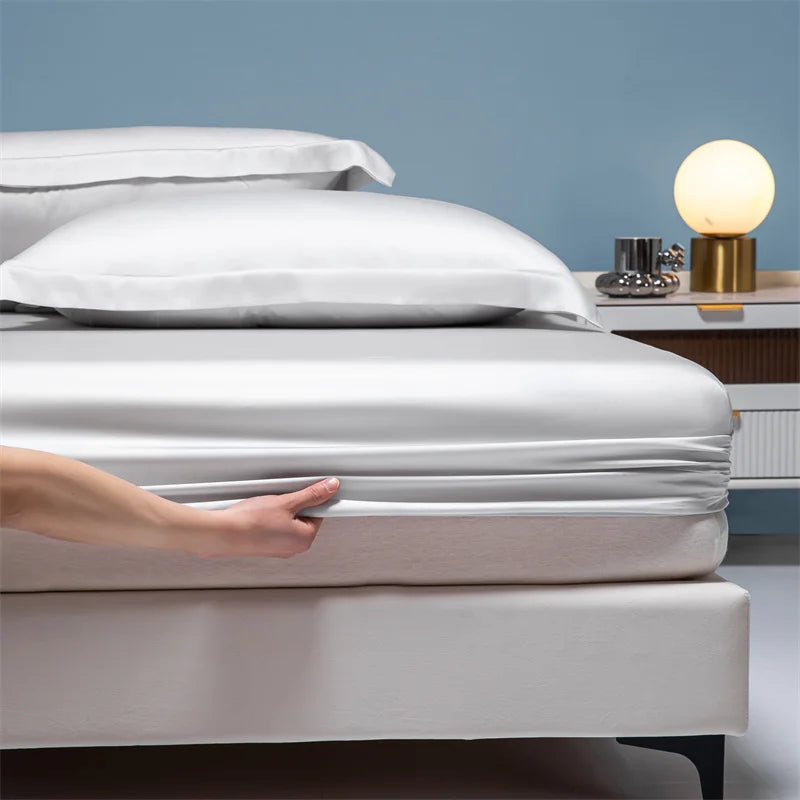 Luxury 100% Bamboo Bed Sheet Set with Fitted Sheets Flat Bedsheet Pillowcase Double Queen King Size Bedding Sets Smooth Silky LadyShow.Store