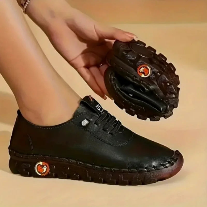 Sneakers Women's Shoes Loafers Lace Up Leather Flat New Spring Casual comfortable Mom Shoe Mujer Zapatos Chaussure Femme Pi-Mart