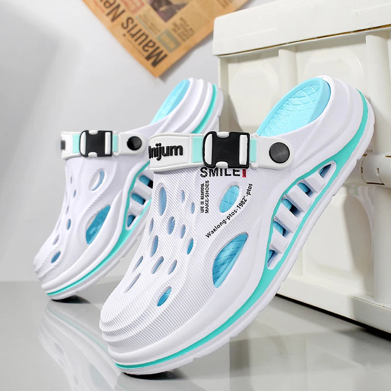 2026 New Men's Holes oes Summer Thi Bot Anti-Slip Driving Beach Slippers Spor Casual EVA Injection Moulding Footwear Pi-Mart