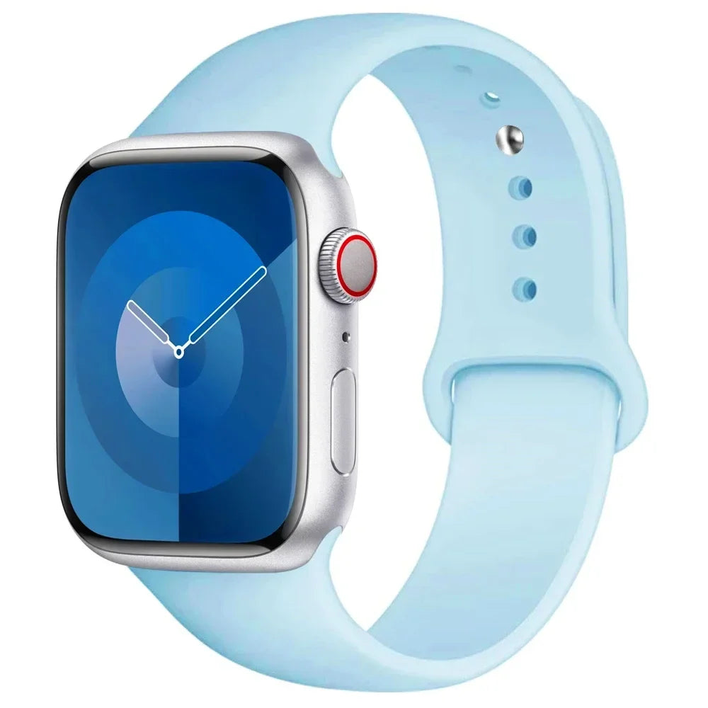 Silicone Band For Apple Watch strap 44mm 45mm 40mm 41mm 42-38mm 45 mm sport bracelet iwatch series 8 7 6 5 4 3 SE 9 Ultra 2 49mm LadyShow.Store