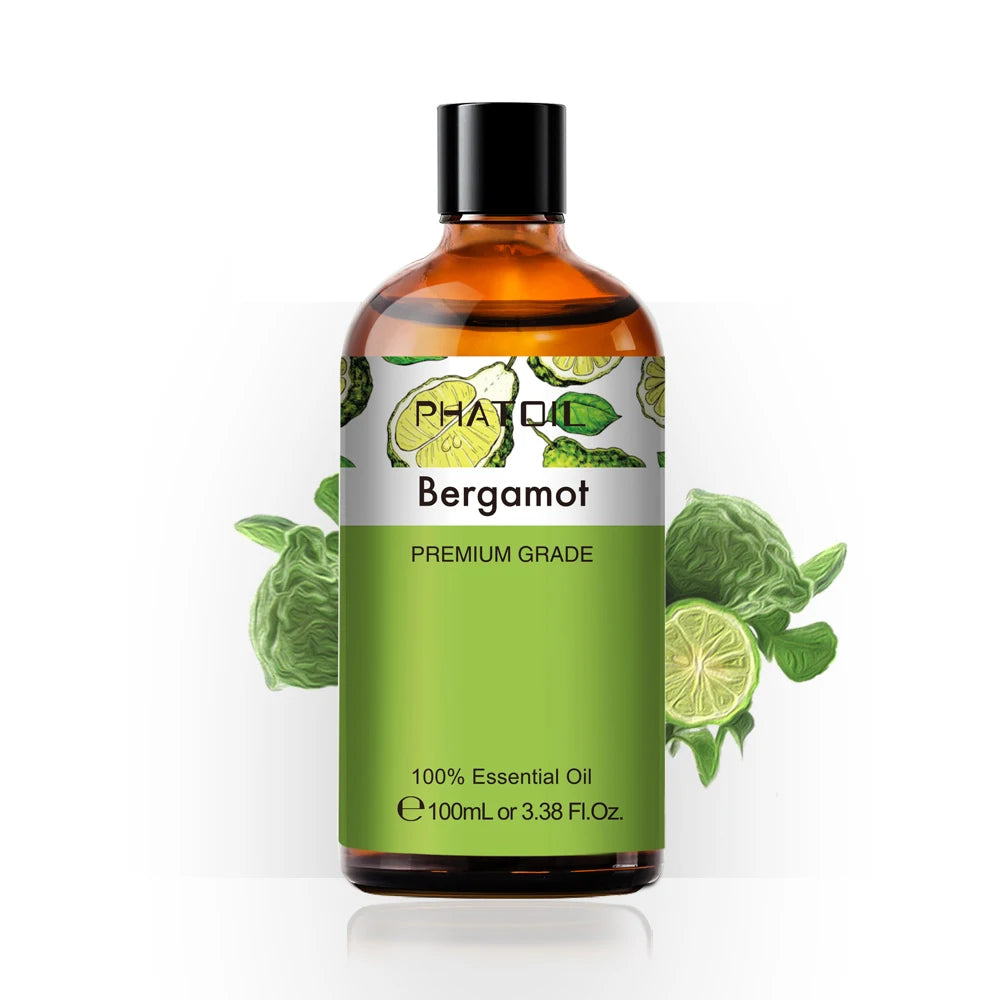100ML Pure Natural Essential Oils Diffuser for Skin Care Rose Orange Lemon Lavender Rose Geranium Chamomile Avocado Aroma Oil Pi-Mart