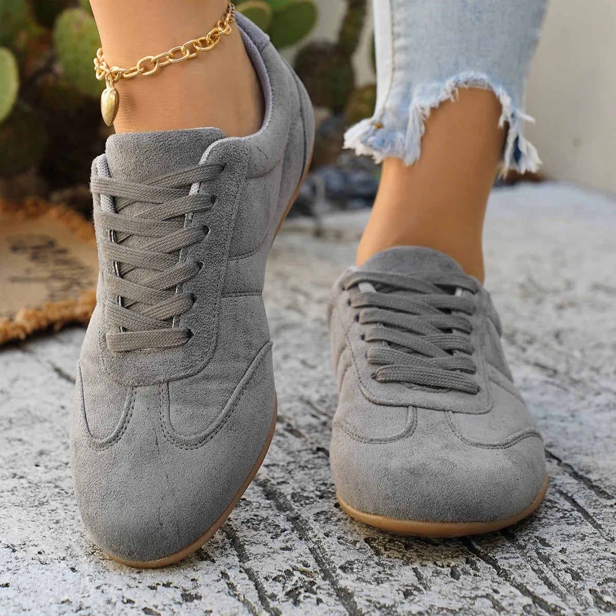 Women's Casual Flat-soled Non-slip Wear-resistant Sport Shoes Spring Autumn Round-toe Soft and Comfortable Women Single Shoes Pi-Mart