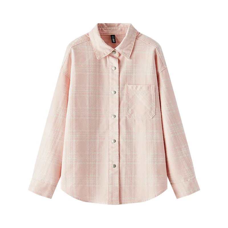Semir Denim Shirt Women Oversize Spring 2025 New Spring Checkered Blouse Plaid Jacket LadyShow.Store