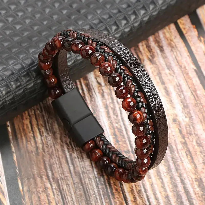 Classic Men's Leather Bracelet New Style Hand-woven Multi-layer Combination Accessory Fashion Man Jewelry Wholesale Dropshipping Pi-Mart