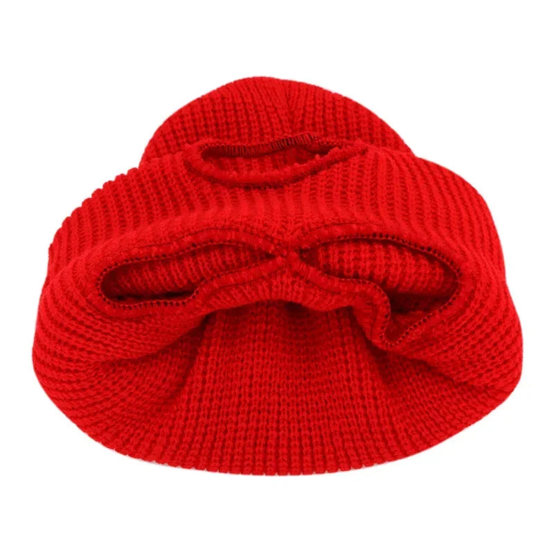 Winter Motorcycle Windproof Full Face Knit Hats Ski Mask Men Warm Wool Balaclava embroidery Winter hats Knitted 3 Holes Ski Mask Pi-Mart