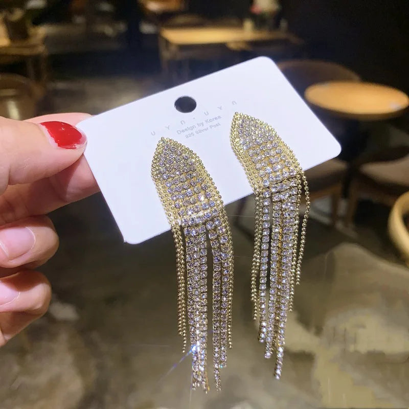 2PC Women's Fashion Copper Claw Chain Long Tassel Earrings Outdoor Travel Carnival Banquet Party Holiday Dressing Gift-233 Pi-Mart