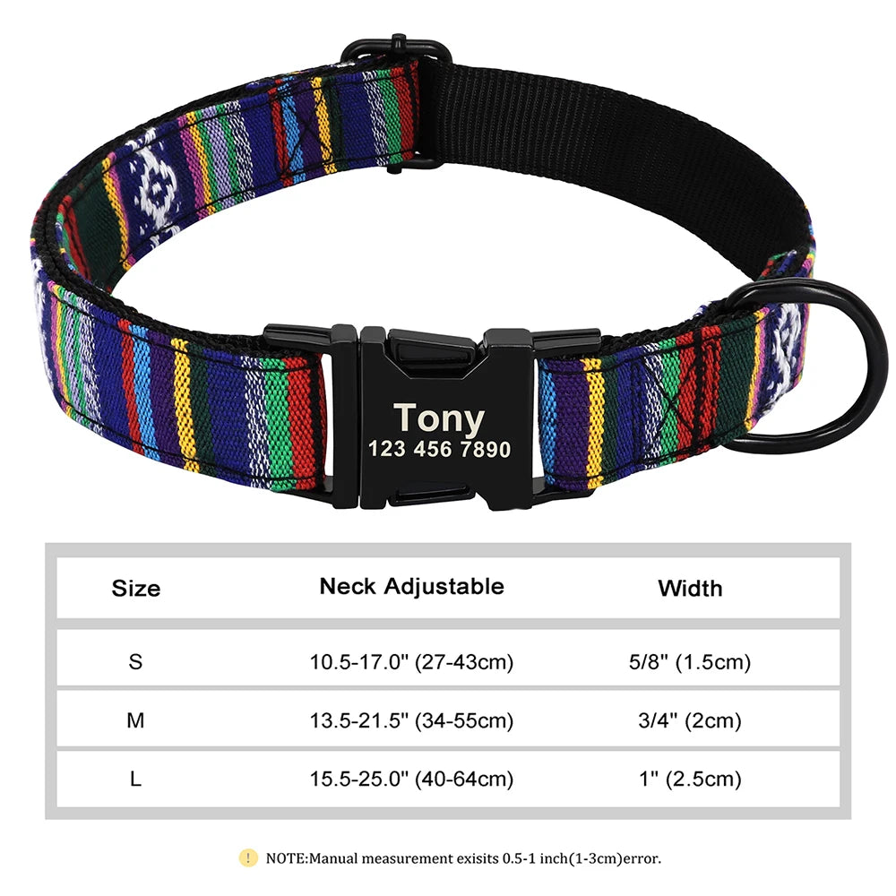 Personalized Dog Accessories Collar Nylon Printed Pet Puppy Collar Dog ID Collars Free Engraved ID for Small Medium Large Dogs Pi-Mart