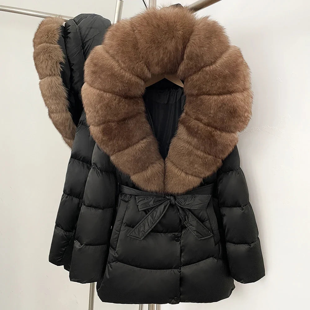 Natural Fur Collar Down Jacket Women Winter 2026 High Quality Duck Down Puffer Parka Windproof Warm Down Coat Outerwear New LadyShow.Store