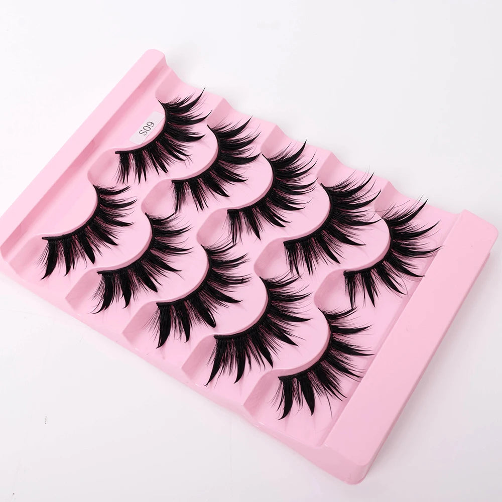 Yiernuo 1/5 Pairs Cosplay Anime Eyelashes Manga Lashes Dramatic Fairy Clusters Lashes Wet Look Lashes Pi-Mart