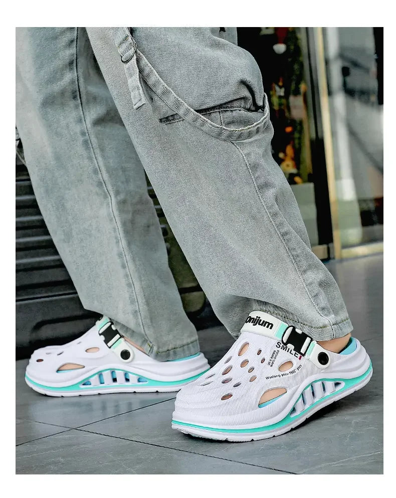 2026 New Men's Holes oes Summer Thi Bot Anti-Slip Driving Beach Slippers Spor Casual EVA Injection Moulding Footwear Pi-Mart