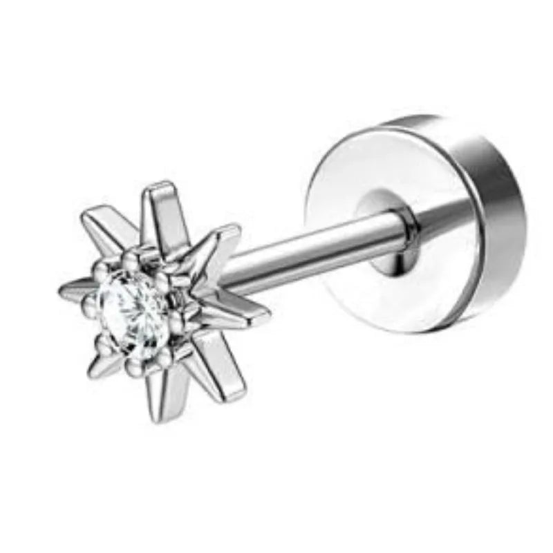 Bobisty 1pc Earrings for Sensitive Ears Surgical Stainless Steel Earrings for Women Dainty Flat Back Earring Stud Hoop Cartilage Pi-Mart