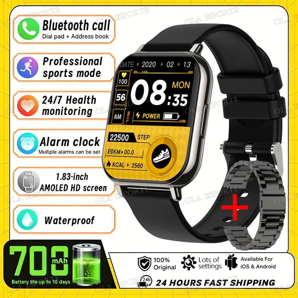 2026 Upgraded Smart Watch Heart Rate Blood Oxygen/Pressure Sleep Monitoring Bluetooth Call Voice Assistant Sport Mode Smartwatch LadyShow.Store