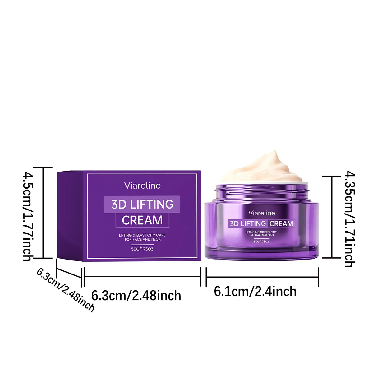Viareline 3D Lifting Cream, Face & Neck Firming Moisturizer, Improve Skin Elasticity Anti-Aging Daily Facial Cream 50g Pi-Mart